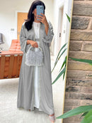 Women's Long Sleeve Solid Color Sequins/Glitter Abaya L 448420 - TUZZUT Qatar Online Shopping