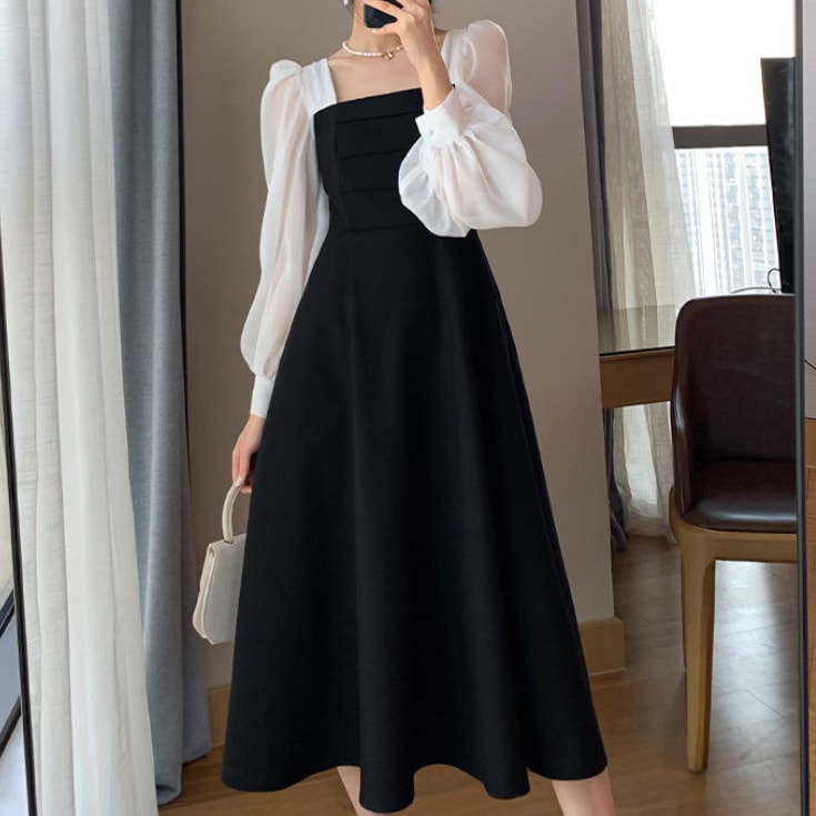 Women's Long Sleeve Tea Dresses S 529722