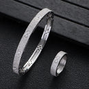 Flower Micro Zircon Stone Silver Bracelet Ring Set DN2111 - TUZZUT Qatar Online Shopping