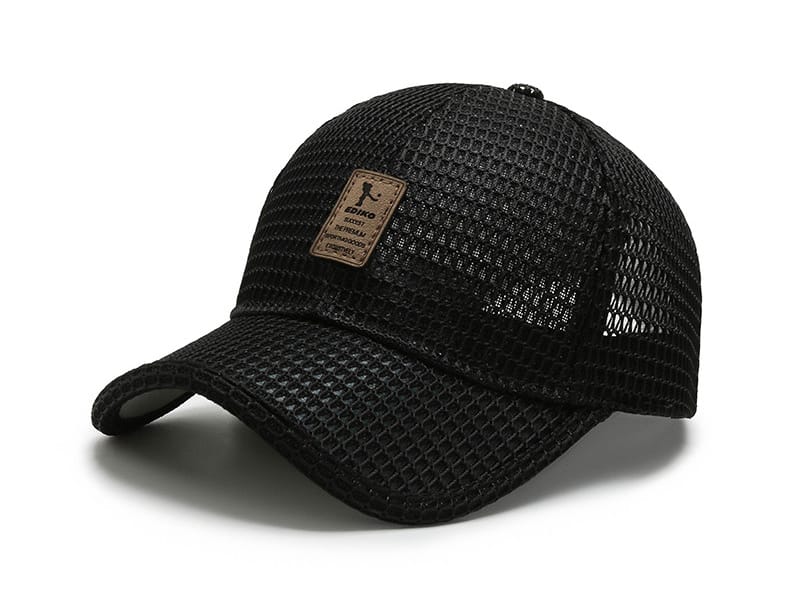 Men's Baseball Cap Summer Breathable Mesh Sun Hat Fashion Leather Label UV Protection Tennis Golf Hat S1543818 - Tuzzut.com Qatar Online Shopping