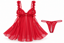 Women’s Red Ruffle Babydoll Nightdress Set – 2 Pieces R01