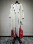 Casual Islamic Clothing Modest Print Open Front Abaya Middle East Dress Dubai Women Muslim Floral Abaya   S56148 - TUZZUT Qatar Online Shopping