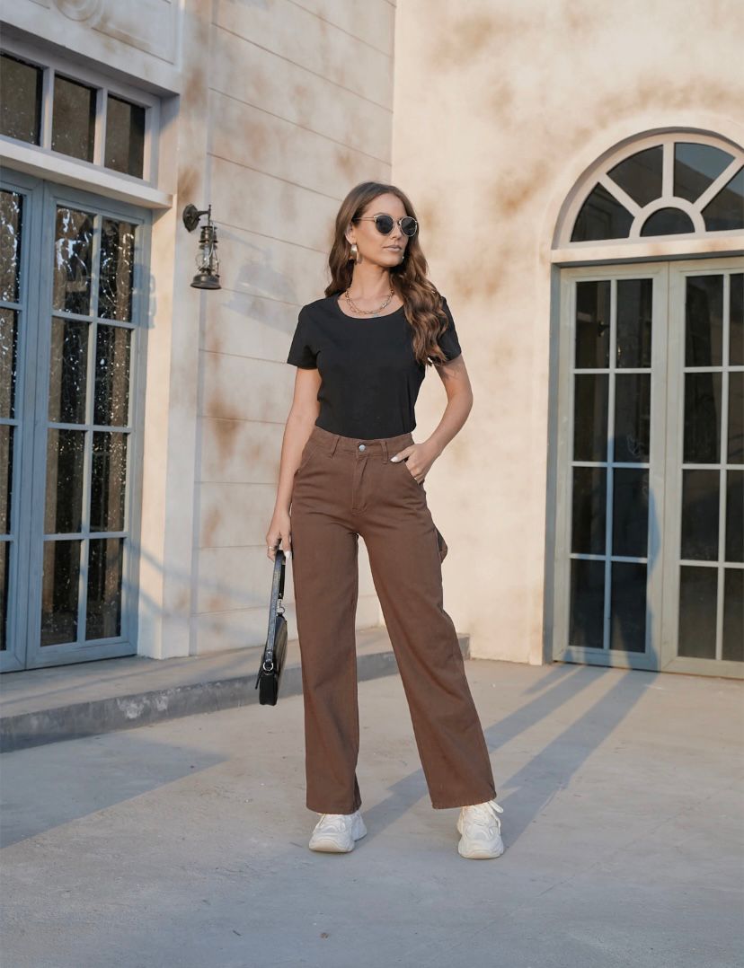 Brown Denim Jeans Women Loose Fitting Pants 442818 M Brown Denim Jeans Women Loose Fitting Pants 442818 M
