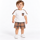 Baby Boys’ White T-Shirt & Beige Check Shorts Set 1599959 – 12–18 Months