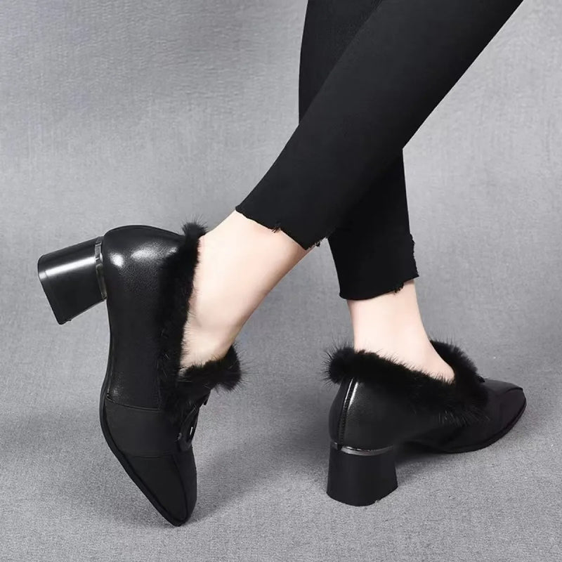 Spring Autumn Korean Version Soft-Soled Thick Heel Shoes S599 - TUZZUT Qatar Online Shopping