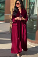 Open-Front Abaya with Pleated Side Panels 175182