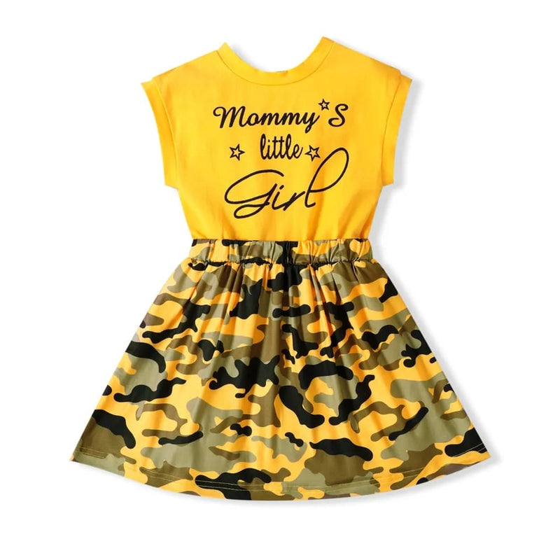 Toddler Girl Letter Camouflage Print Sleeveless Splice Dress 20311540