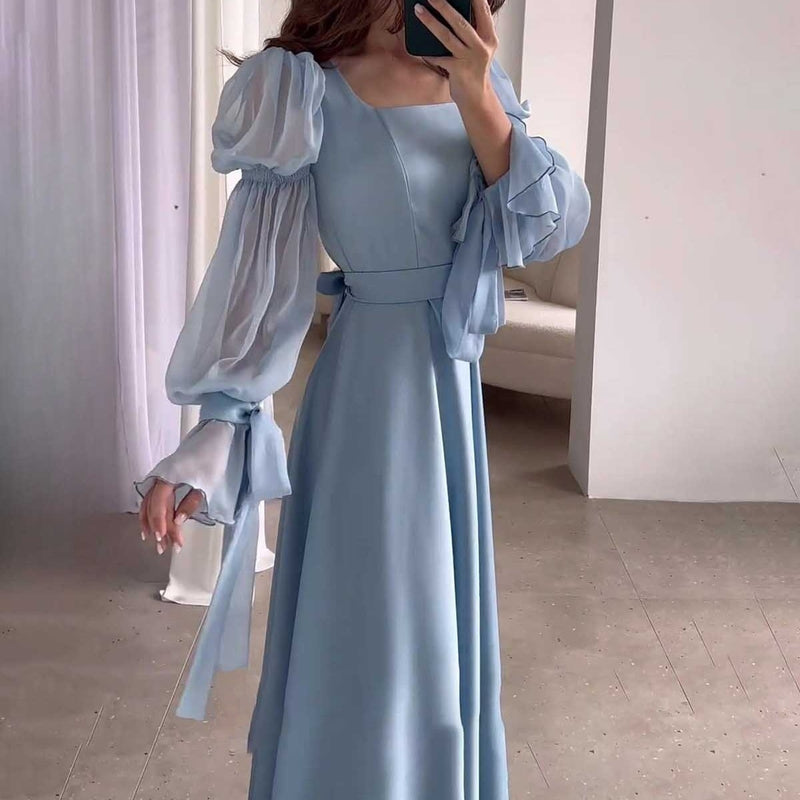 Women's Long Sleeve Solid Color Modest Fashion Dress M 532909