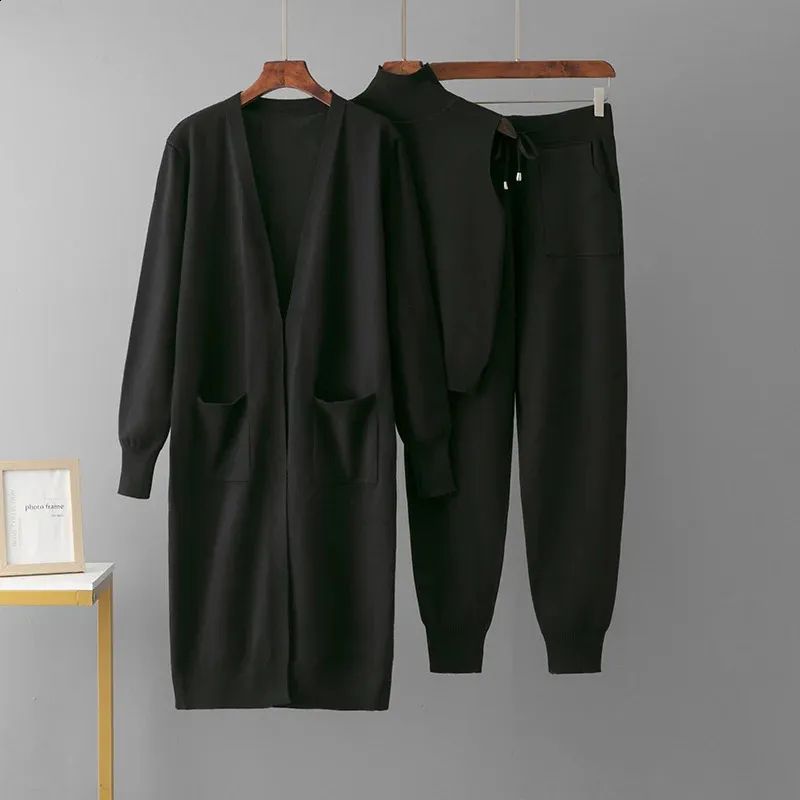 Women 3 Pcs/Set Sweater Coat Vest Track Pants Sweater 61670 - TUZZUT Qatar Online Shopping