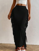 Women's Color Side Patchwork Maxi Pencil Skirt   S4001604 - TUZZUT Qatar Online Shopping