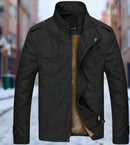 Winter Mens Bomber Jacket Male Casual Solid Slim Fit Business Jacket Men Fleece Thick Warm Windbreaker Jackets - S3096207 - Tuzzut.com Qatar Online Shopping