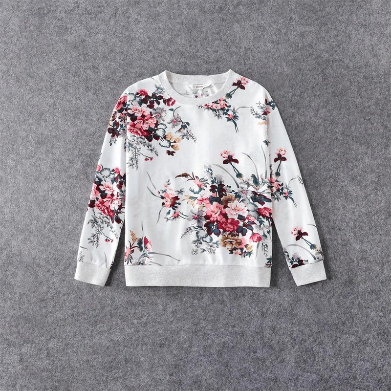 PatPat Floral Print Crewneck Drop Shoulder Long-sleeve Tops 3-4 Years 20185214