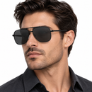 Black Double-Bridge Aviator Sunglasses-47