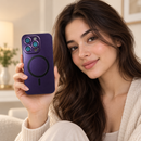 I Phone 14 pro Magnetic Ring Phone Case with Camera Protection – Metallic Purple) MF 1962