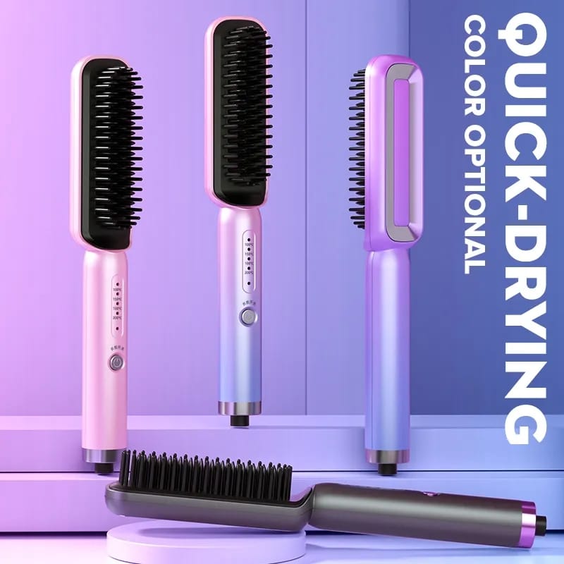 2 in 1 Hot Comb Straightener Electric Hair Straightener Hair Curler Wet Dry Use Hair Flat Irons Hot Heating Comb For Hair 3001 - Tuzzut.com Qatar Online Shopping