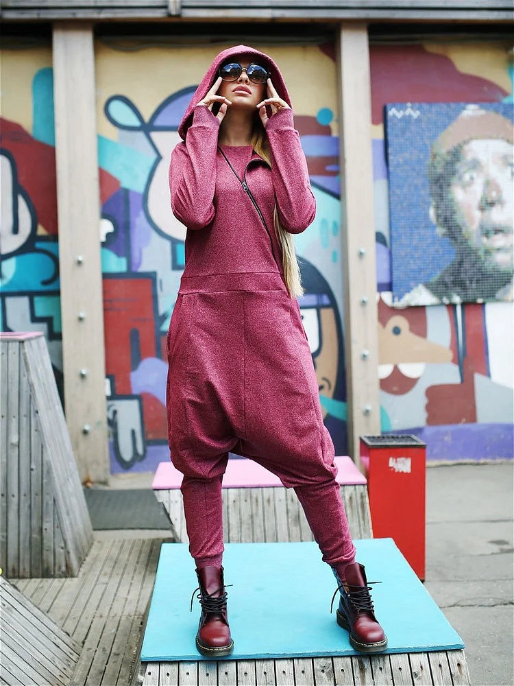 Solid Hooded Zipper Yoga Jumpsuits S 52041 Solid Hooded Zipper Yoga Jumpsuits S 52041