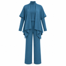 Women’s Teal Blue Three-Piece Winter Knit Set 7013773 - M