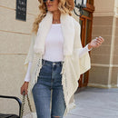 Women Faux Fur Collar Shawl Knitted Winter Capes  B-917253 - TUZZUT Qatar Online Shopping