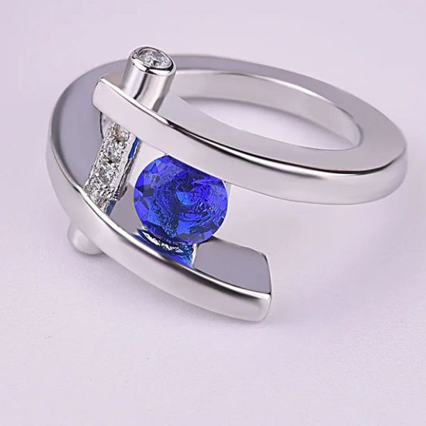 Fashion Crystal Finger Ring Unique Style Female Blue Ring -S546507