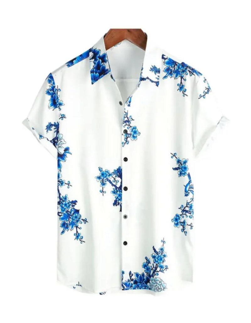 Oversized Men's Hawaiian Shirt Vintage White Japanese Style 3XL S3113549