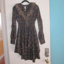 V-neck Skirt Woman Retro Falbala Dress Lattice Long Sleeve Princess Dress Retro Swing Vintage Dress Party Dresses    P297210 - TUZZUT Qatar Online Shopping