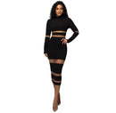 Women's Sexy Patchwork Bodycon Midi Dress    541564 - TUZZUT Qatar Online Shopping