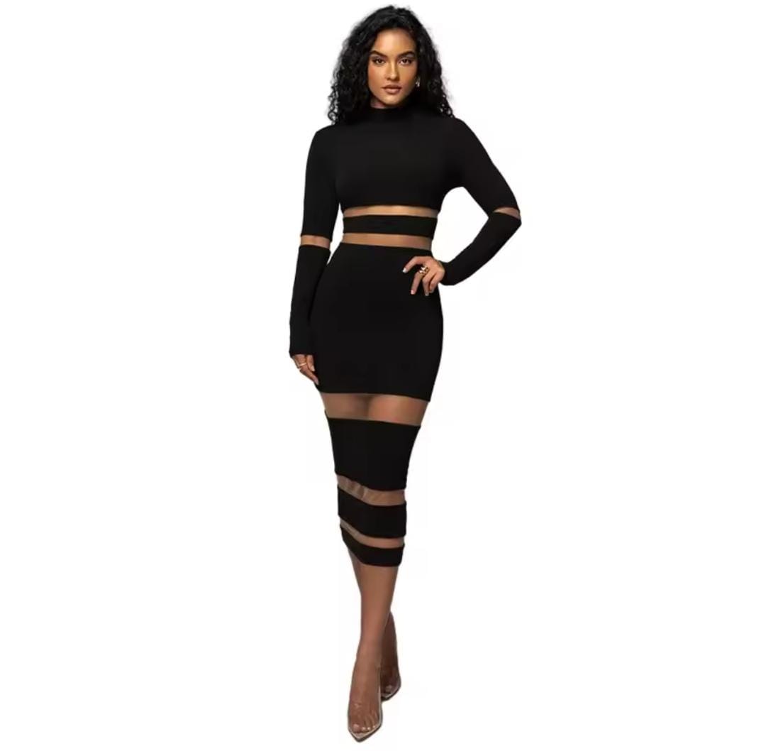 Women's Sexy Patchwork Bodycon Midi Dress 541564 Women's Sexy Patchwork Bodycon Midi Dress 541564