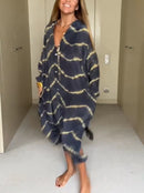 Women Stripe Ankle Length Long Sleeve Dress 3XL 118966 - TUZZUT Qatar Online Shopping