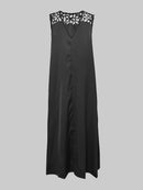 Loose Sleeveless Hollow Split-Joint Round-Neck Maxi Dresses 153689 - TUZZUT Qatar Online Shopping