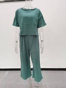 Spring Cotton Linen Women's Sports Suit Long Sleeve Top Loose Pants Set Female Casual Fashion Elegant Ladies 2 Piece Sets     B80025 - TUZZUT Qatar Online Shopping