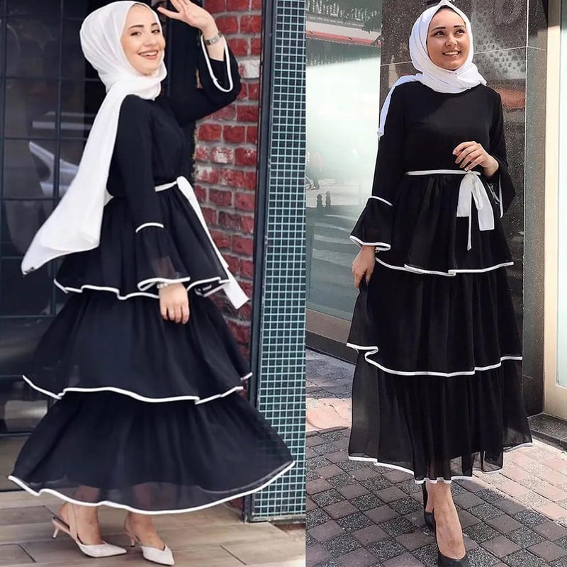 Muslim Dress Women Dubai Abaya Ruffles Fashion Full Sleeve Casual New Ladies Islamic Clothes Moroccan Kaftan Long Maxi Dresses L S2143695 - Tuzzut.com Qatar Online Shopping
