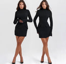 Women's Black Long Sleeve Slim Dress    592606 - TUZZUT Qatar Online Shopping