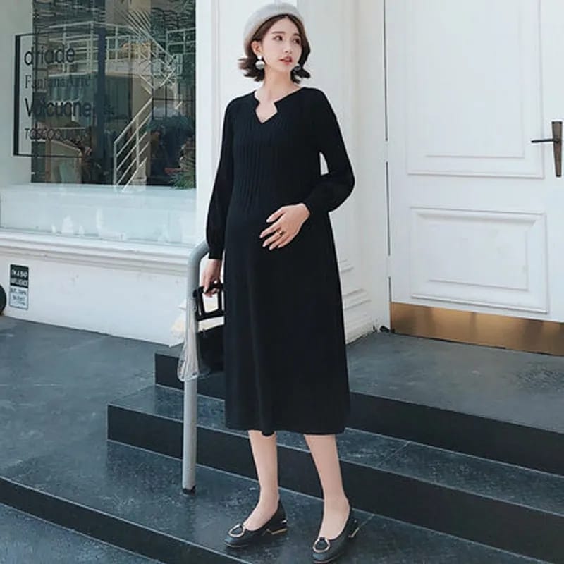 New Fashion Maternity Dress High Waist Loose spring autumn winter Skirt Pregnancy Clothes For Knit Pregnant Women Sweater L B-39768 - Tuzzut.com Qatar Online Shopping