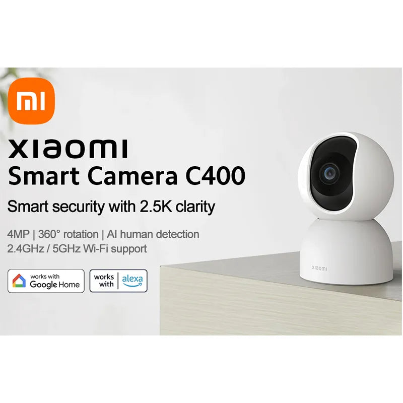 Xiaomi Smart Camera C400 Smart security with 2.5K clarity4MP | 360° rotation | AI human detection | 2.4GHz / 5GHz Wi-Fi support - Tuzzut.com Qatar Online Shopping
