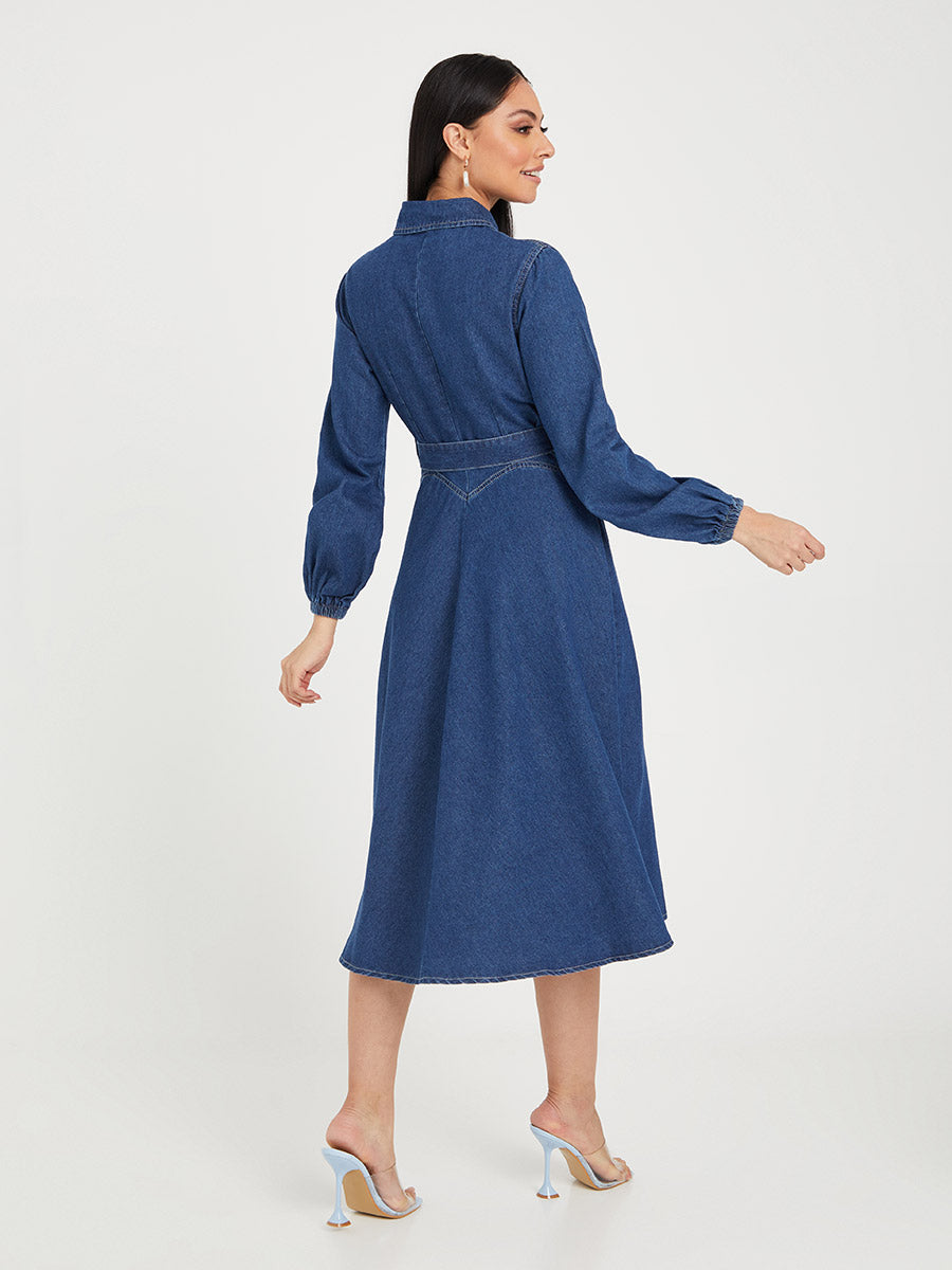 Women's Lightweight Loose Fit Solid High Street Denim Dress 158009 Women's Lightweight Loose Fit Solid High Street Denim Dress 158009