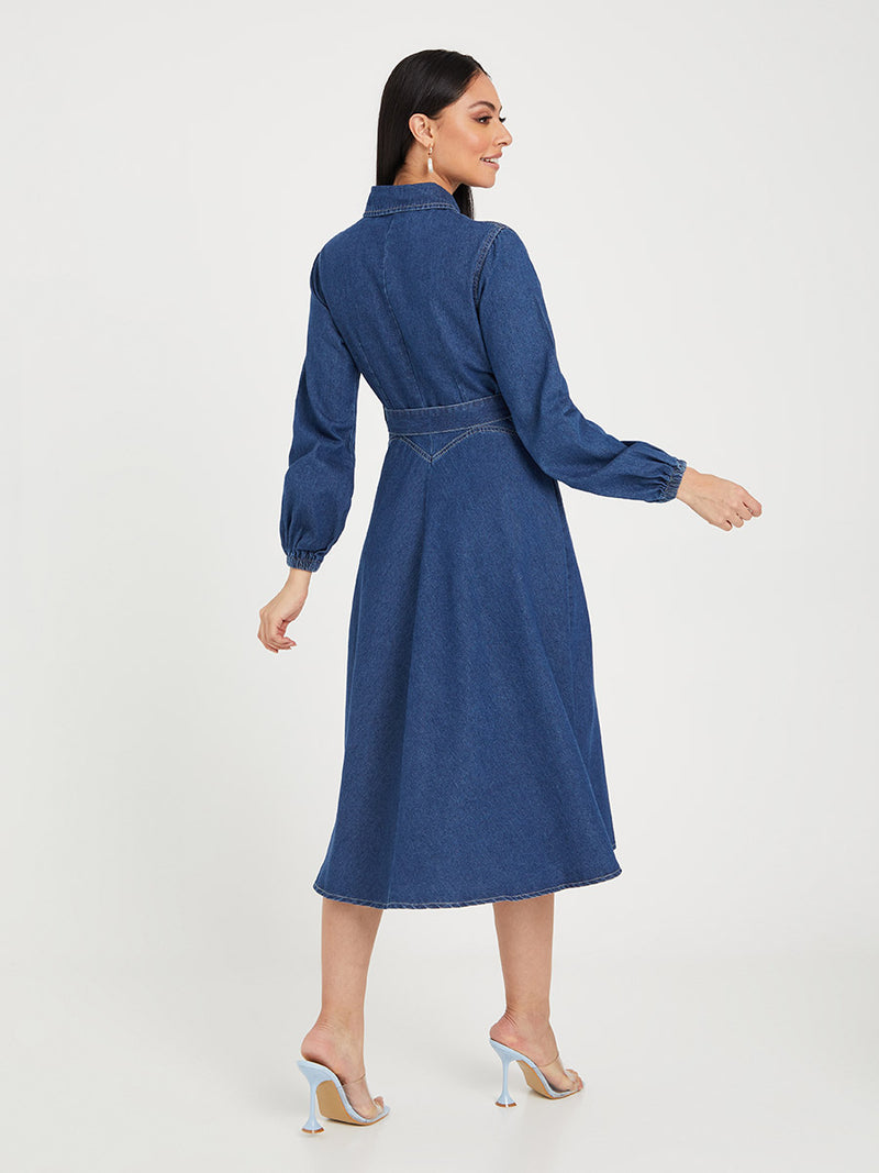 Women's Lightweight Loose Fit Solid High Street Denim Dress  158009 - TUZZUT Qatar Online Shopping