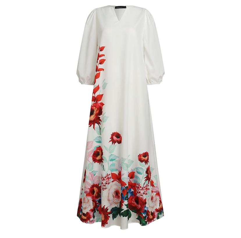 Celmia Plus Size Casual V-neck Party Vestidos Loose Floral Printed Long S4634566 Celmia Plus Size Casual V-neck Party Vestidos Loose Floral Printed Long S4634566