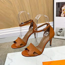 Brown Leather Premiere Ankle Strap Sandals QC6398 - TUZZUT Qatar Online Shopping