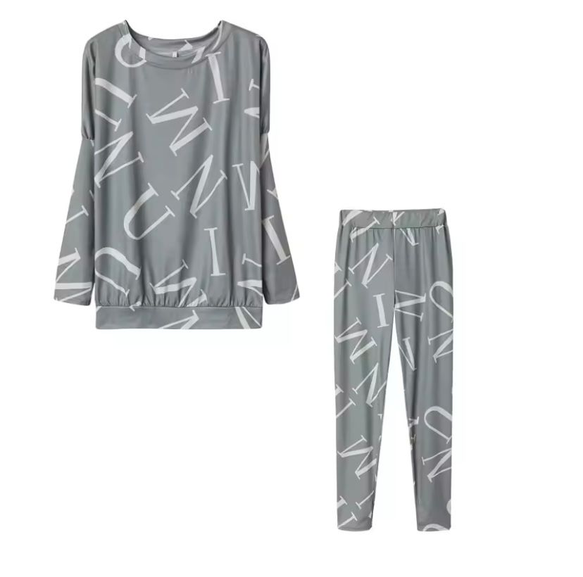Women's Letters Printed Long-sleeved Trousers Casual Suit 108743 L Women's Letters Printed Long-sleeved Trousers Casual Suit 108743 L