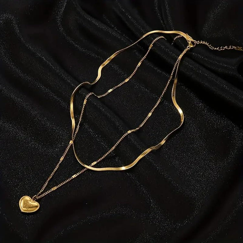 Double Layer Necklace For Women B-387228 - TUZZUT Qatar Online Shopping