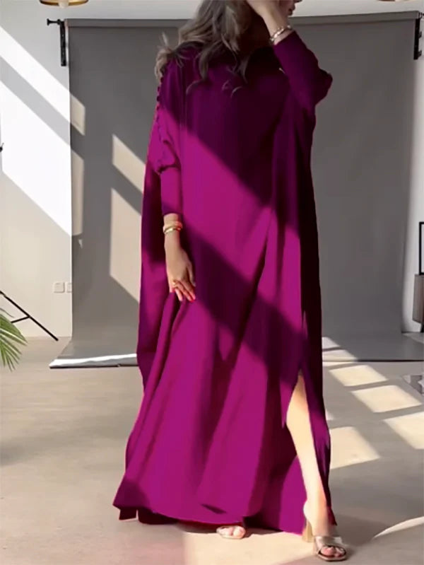 H-Line Loose Buttoned Solid Color Maxi Dresses 168787 H-Line Loose Buttoned Solid Color Maxi Dresses 168787