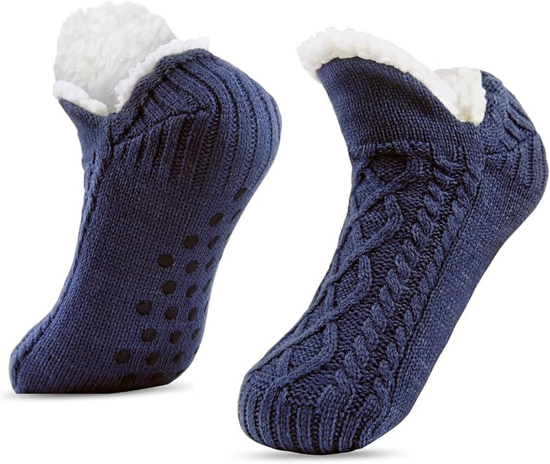 1 Pair Woven And Velvet Indoor Socks Slippers, Indoor Floor Non-slip Thermal Socks 30026 - TUZZUT Qatar Online Shopping