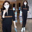 Women's 2 Pcs Long Sleeve Letter Print Hoodie Sets 593127 M - TUZZUT Qatar Online Shopping