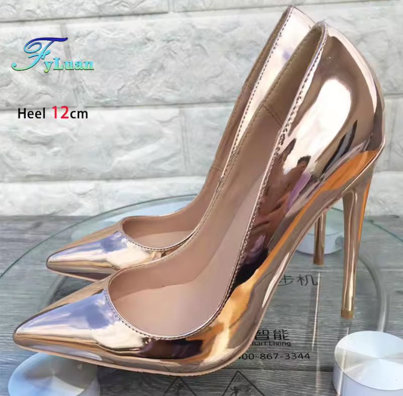 Women Mirror Champagne Gold Party Dress Shoes  S4436097 - TUZZUT Qatar Online Shopping