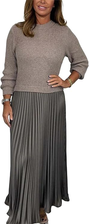 Sweatshirt Top and Pleated Bottom 170330