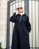 Oversized Long SweatShirt Dress with Hoodie and Pocket For Women 83112 - TUZZUT Qatar Online Shopping