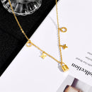 Korean Necklace: Titanium Steel Flower Pendant Necklace K34