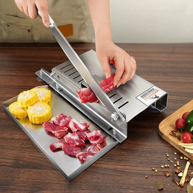 Manual Frozen Meat Slicer Household Stainless Steel Bone Cutting Slicing Machine Chicken Lamb Chops Ribs Herb Pastry Cutter