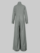 Long Sleeves Wide Leg Pleated Lapel Jumpsuits 127735 - TUZZUT Qatar Online Shopping