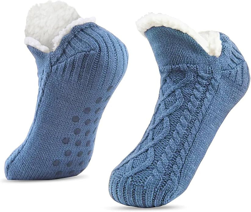 1 Pair Woven And Velvet Indoor Socks Slippers, Indoor Floor Non-slip Thermal Socks 30026 - TUZZUT Qatar Online Shopping